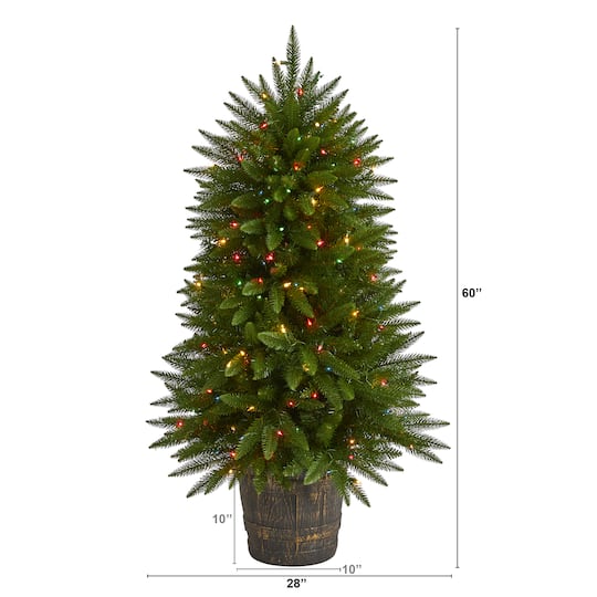 5ft. Pre-Lit Sierra Fir Artificial Potted Christmas Tree with Multicolored Lights